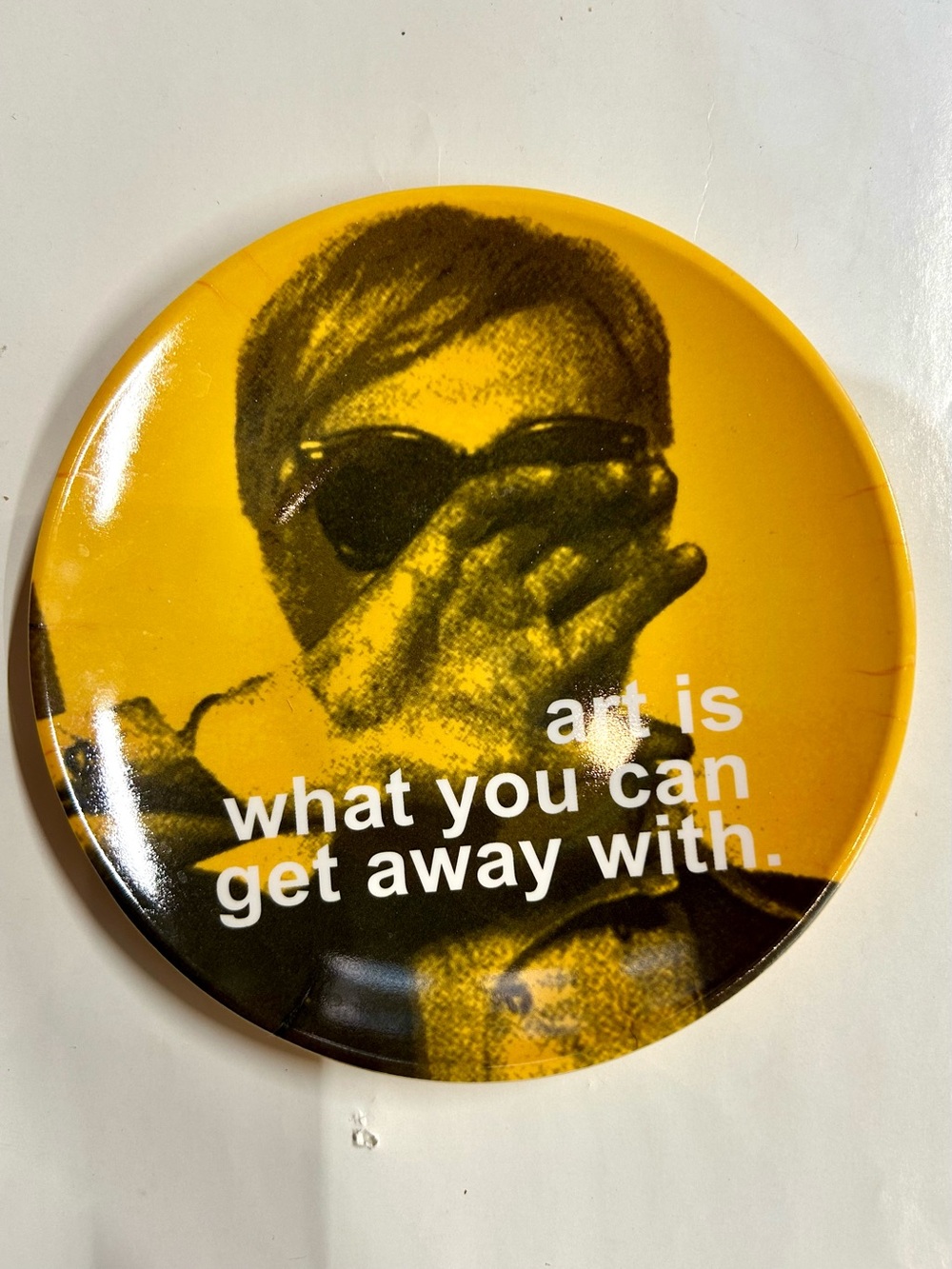 Vintage Andy Warhol Precidio
Melamine Appetizer Plate Yellow Pop Art Quote